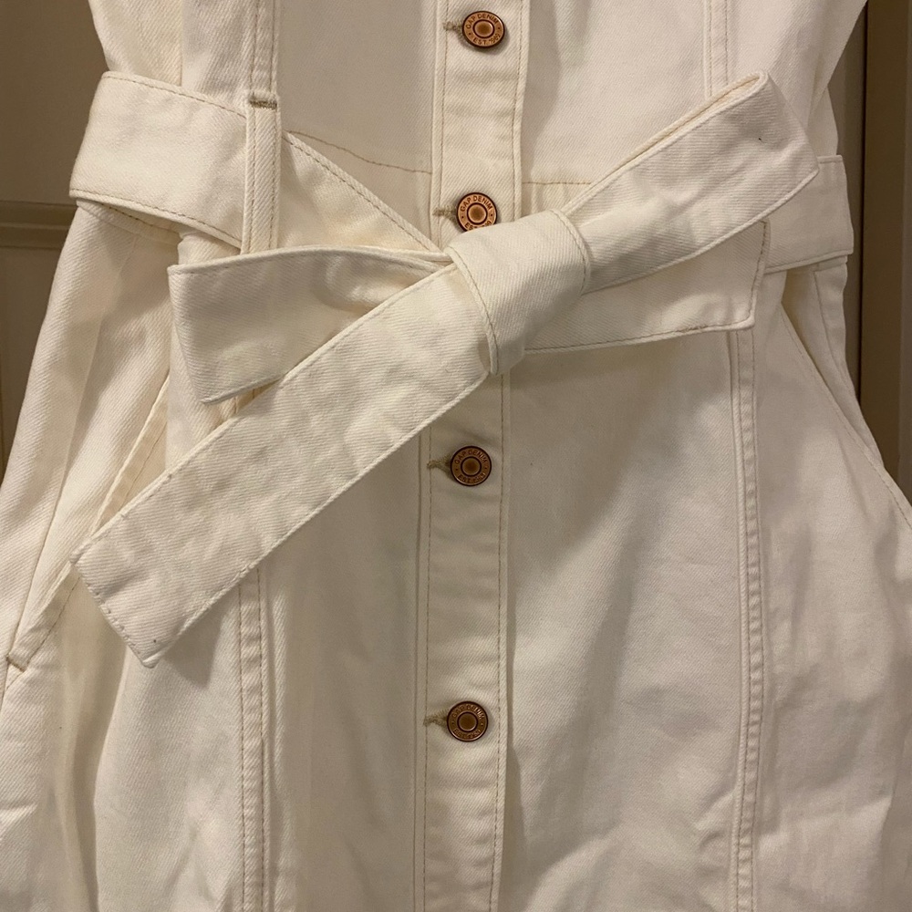 NWT GAP 99% Cotton White Denim Button-Down Midi Dress with belt - Picture 4 of 9